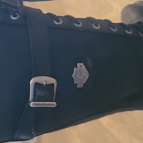 Harley Davidson Zip Up/Lace Up Black Suede Riding Boots - Picture 4 of 5